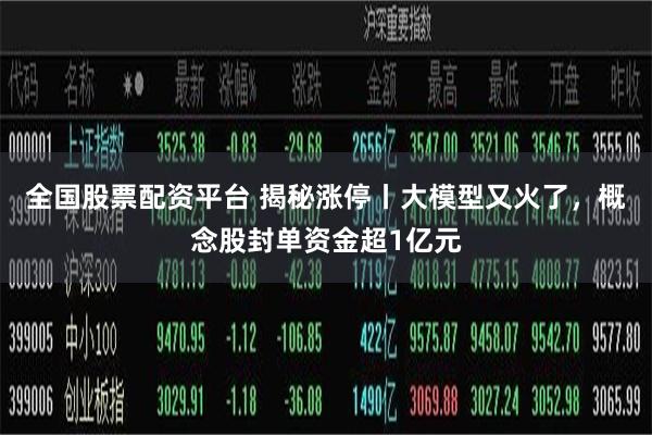 全国股票配资平台 揭秘涨停丨大模型又火了，概念股封单资金超1亿元