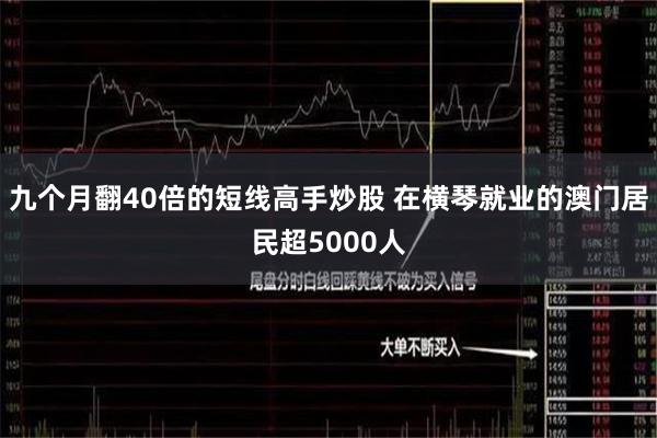 九个月翻40倍的短线高手炒股 在横琴就业的澳门居民超5000人