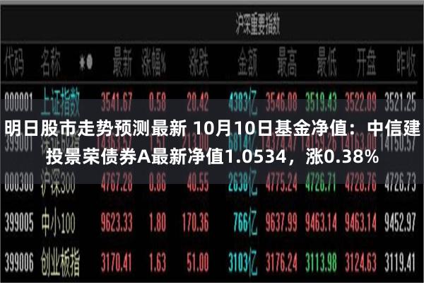 明日股市走势预测最新 10月10日基金净值：中信建投景荣债券A最新净值1.0534，涨0.38%