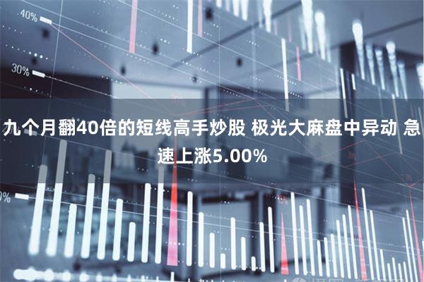 九个月翻40倍的短线高手炒股 极光大麻盘中异动 急速上涨