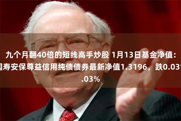 九个月翻40倍的短线高手炒股 1月13日基金净值：国寿安保尊益信用纯债债券最新净值1.3196，跌0.03%